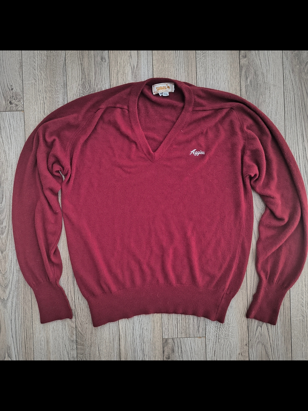 Aggies Burgundy V-Neck Men's Sweater